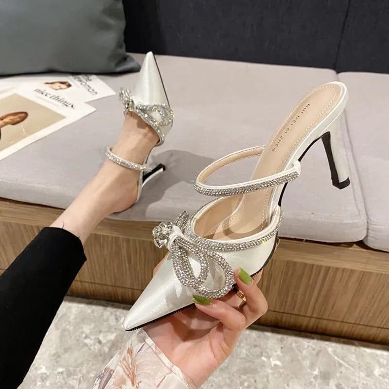 image-Stiletto Rhinestone Pointed Toe Sandals Women's
