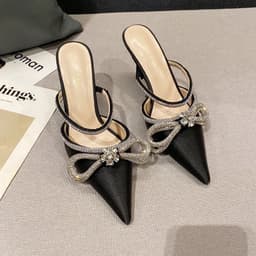 image-Stiletto Rhinestone Pointed Toe Sandals Women's