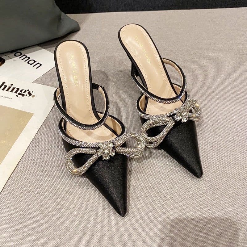image-Stiletto Rhinestone Pointed Toe Sandals Women's