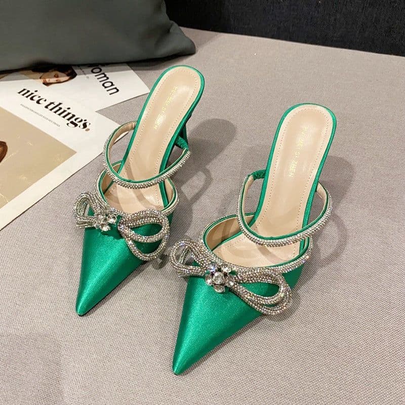 image-Stiletto Rhinestone Pointed Toe Sandals Women's
