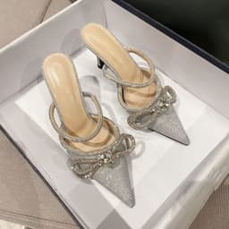image-Stiletto Rhinestone Pointed Toe Sandals Women's