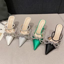 image-Stiletto Rhinestone Pointed Toe Sandals Women's