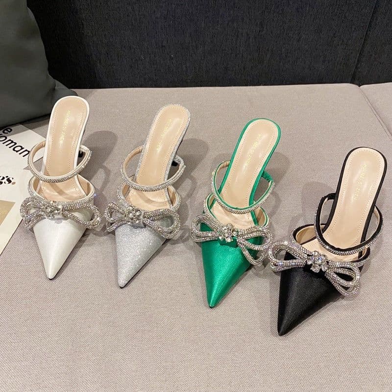 image-Stiletto Rhinestone Pointed Toe Sandals Women's