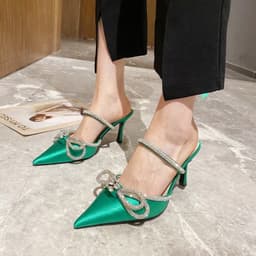 image-Stiletto Rhinestone Pointed Toe Sandals Women's