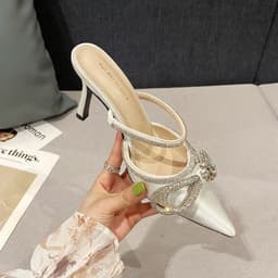 image-Stiletto Rhinestone Pointed Toe Sandals Women's