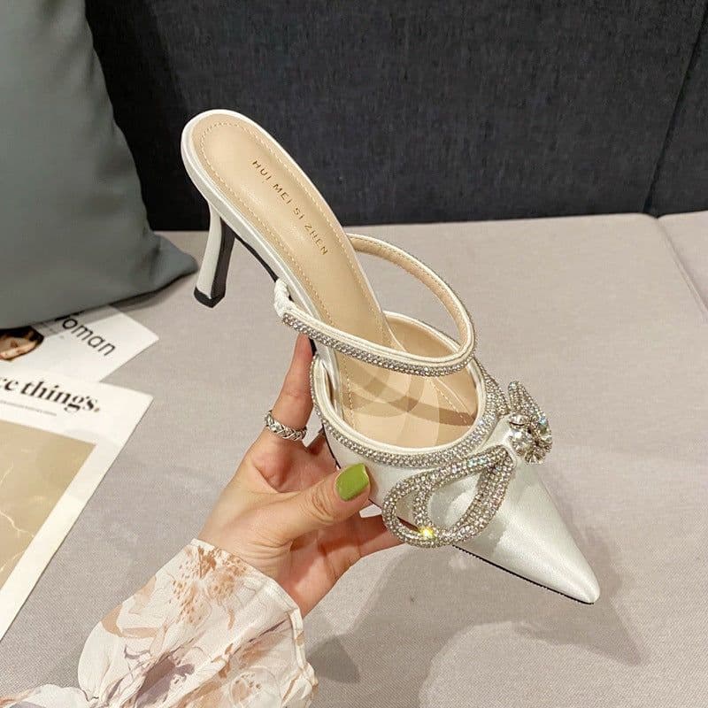 image-Stiletto Rhinestone Pointed Toe Sandals Women's