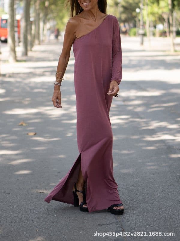image-Women's Pink Polyester Long Sleeve Dress XXXL