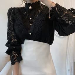 image-Women's Lace Long Sleeve Cardigan Shirt Apricot