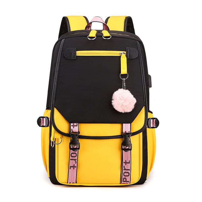 image-Primary School Waterproof Nylon Backpack USB Charging