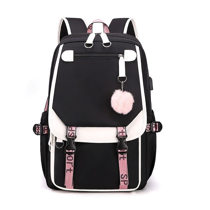 image-Primary School Waterproof Nylon Backpack USB Charging