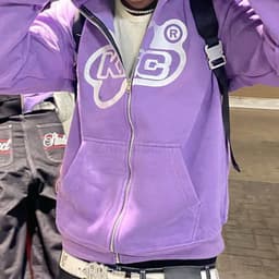 image-Foam Hooded Sweater Men's Purple Cardigan XXL