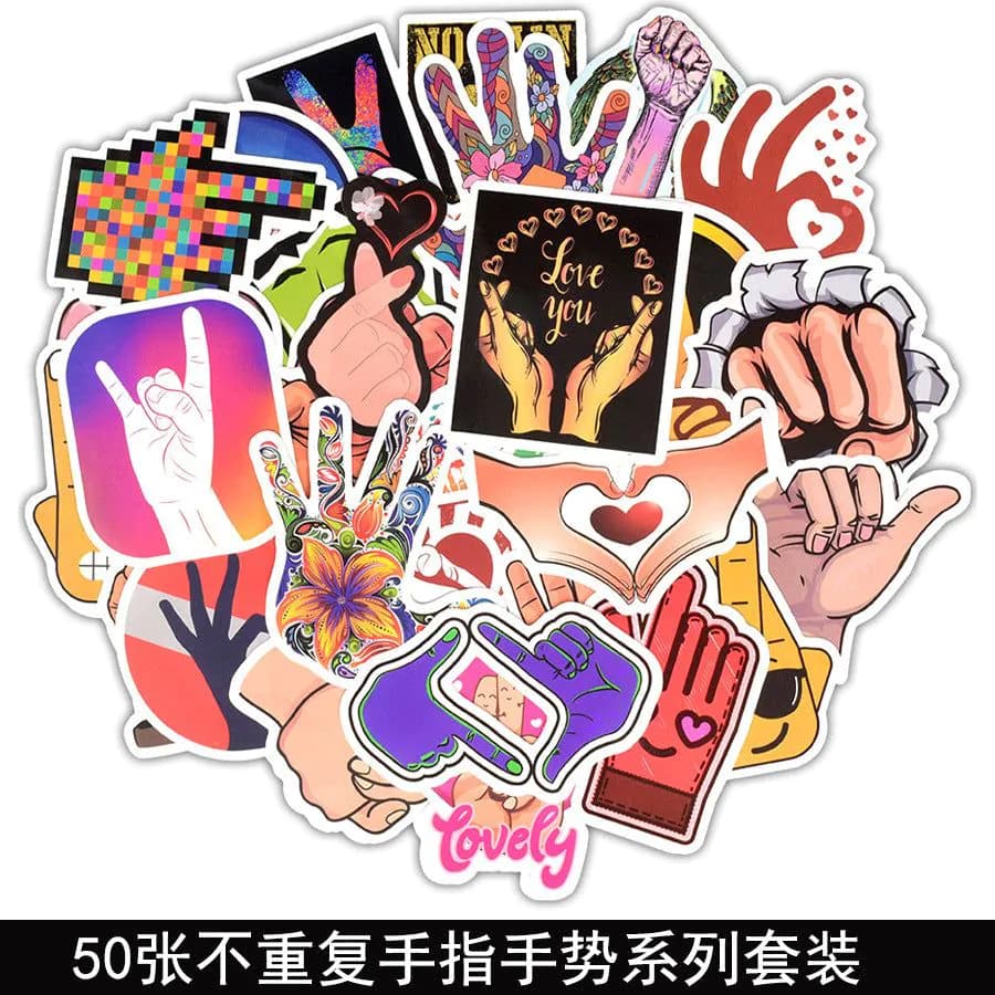 image-50 Cartoon Graffiti Stickers, Mixed Designs