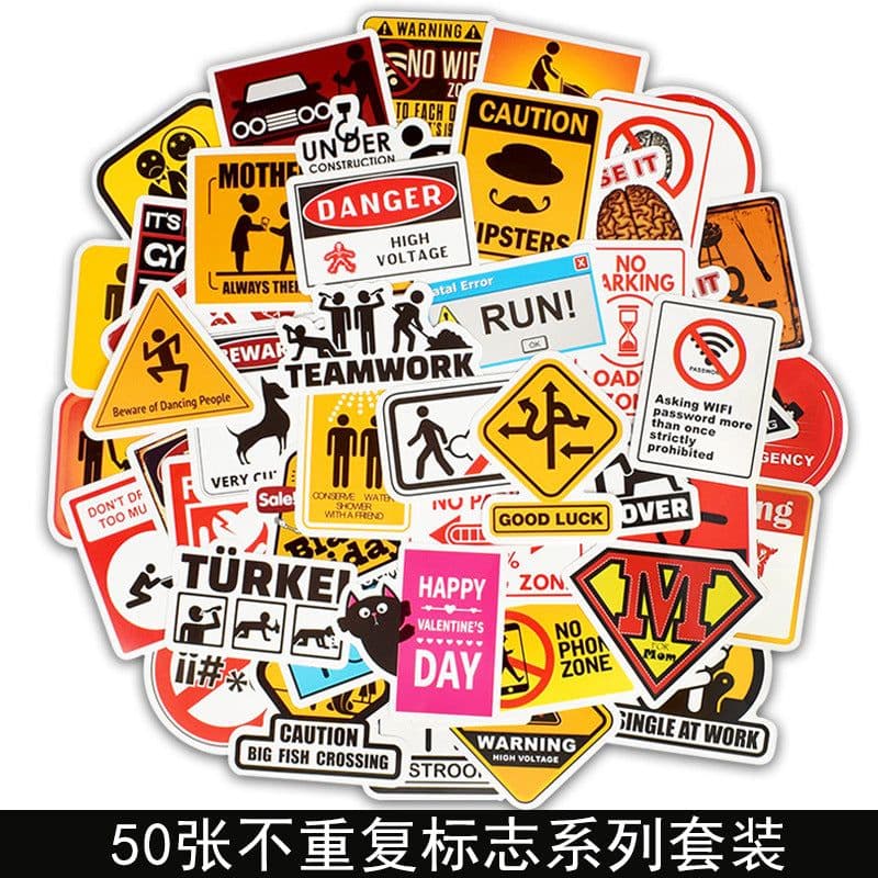 image-50 Cartoon Graffiti Stickers, Mixed Designs