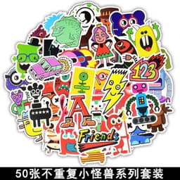 image-50 Cartoon Graffiti Stickers, Mixed Designs