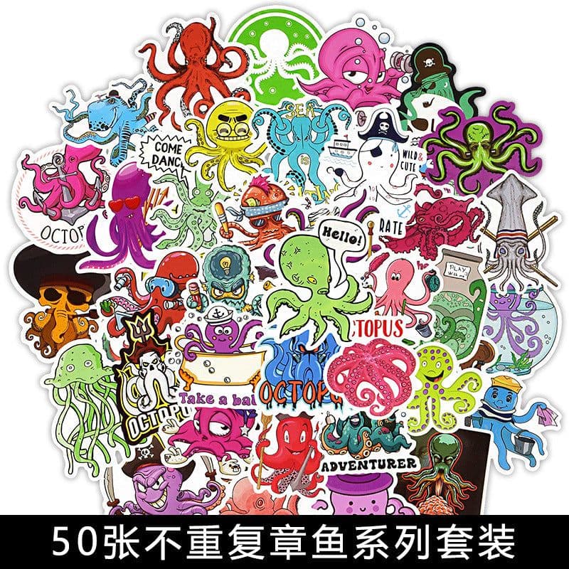 image-50 Cartoon Graffiti Stickers, Mixed Designs
