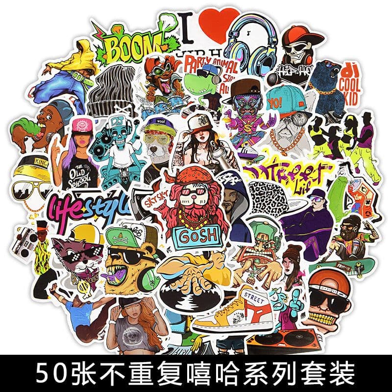 image-50 Cartoon Graffiti Stickers, Mixed Designs