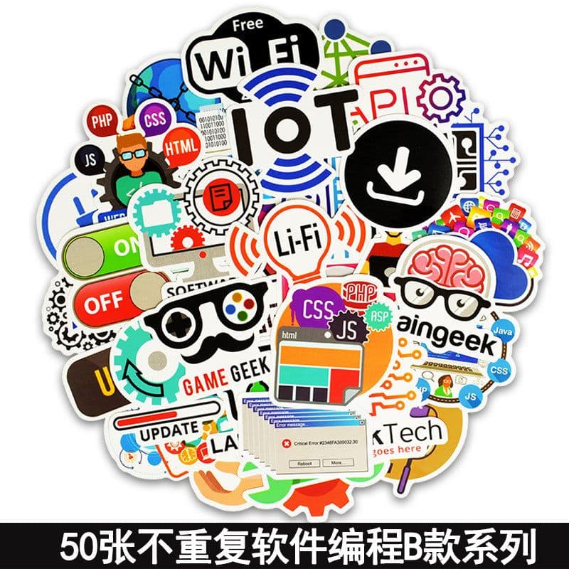 image-50 Cartoon Graffiti Stickers, Mixed Designs