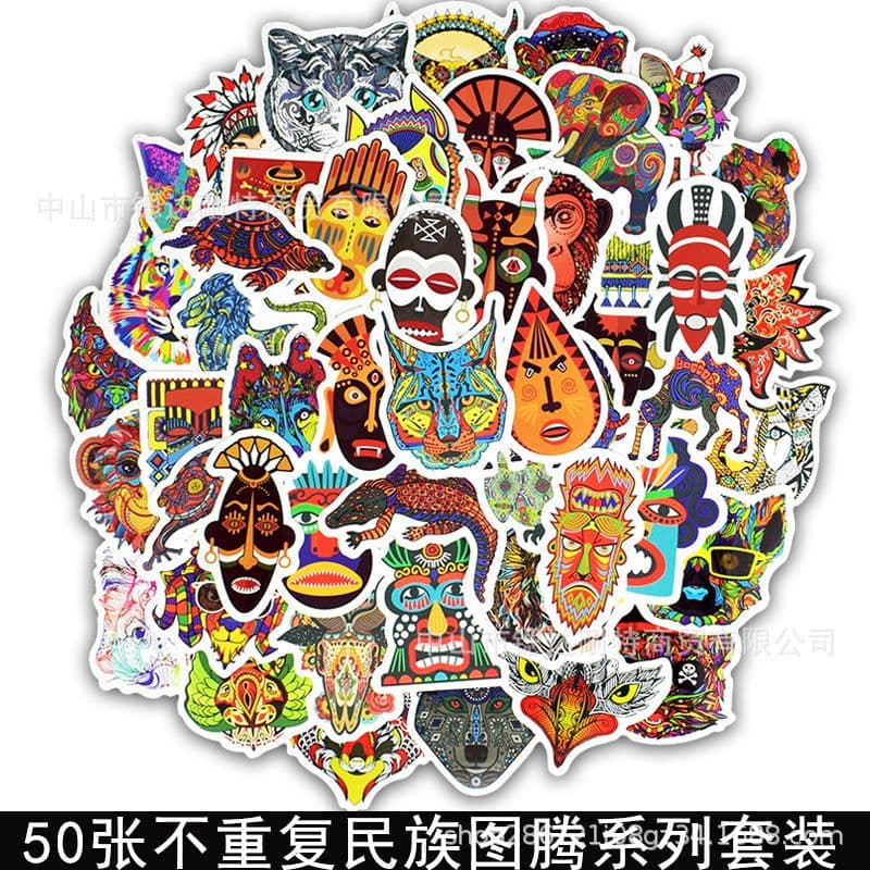 image-50 Cartoon Graffiti Stickers, Mixed Designs