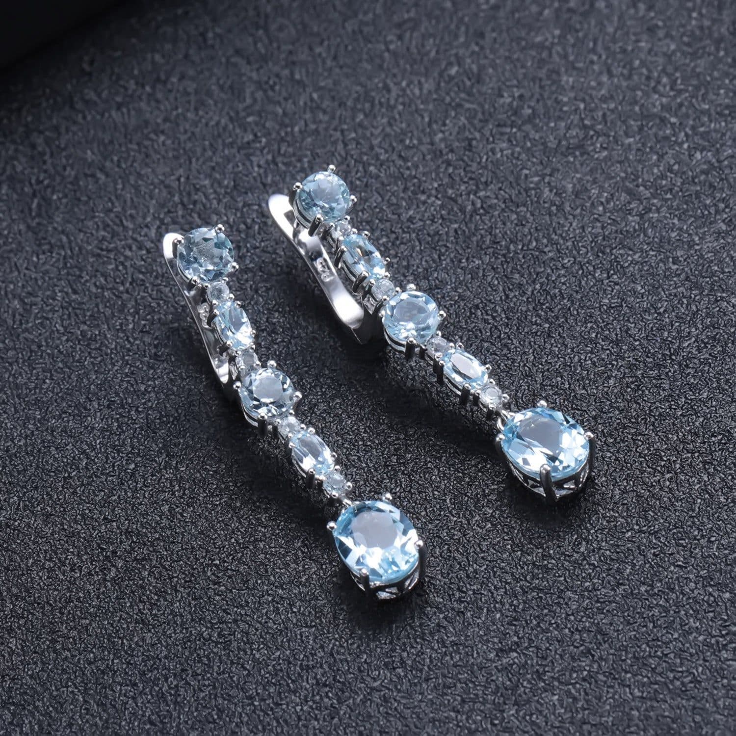 image-Natural Topaz Stud Earrings S925 Silver