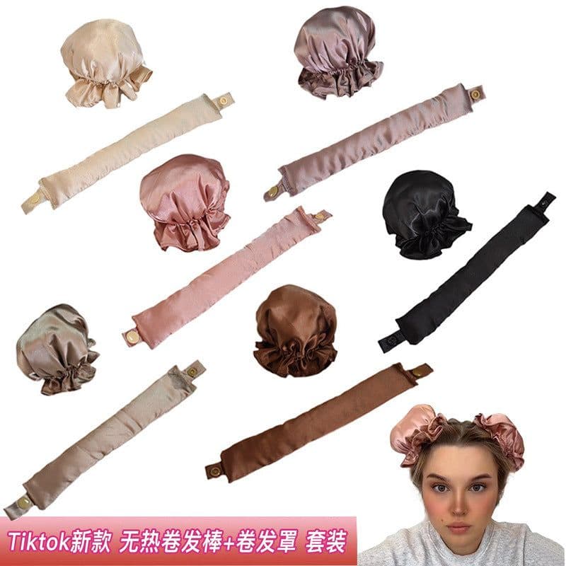 image-Heatless Hair Curler Set with Sleep Cap