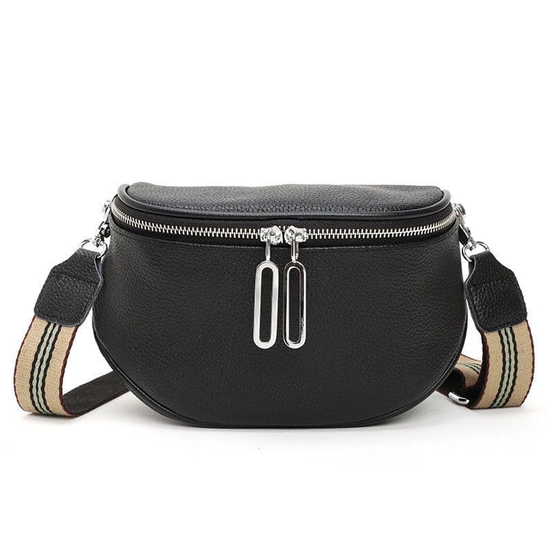 image-Fashion Saddle Bag Women's Genuine Leather Messenger Bag