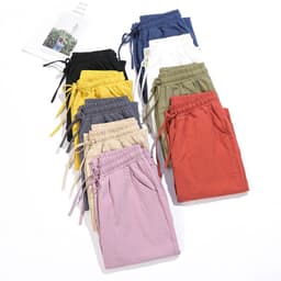 image-Women's Cotton Harem Pants XXL Rose Powder