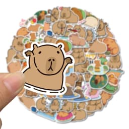 image-Capybara Stickers, 50 Sheet Set, DIY Notebook Self-Adhesive