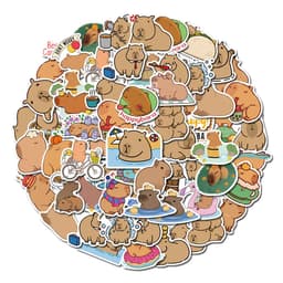 image-Capybara Stickers, 50 Sheet Set, DIY Notebook Self-Adhesive