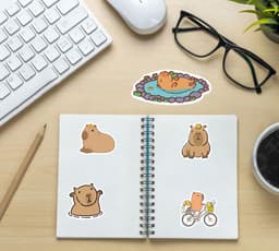 image-Capybara Stickers, 50 Sheet Set, DIY Notebook Self-Adhesive