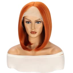 image-Fengzhiyuan Short Straight Hair Wig F009 Orange Bob