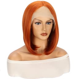 image-Fengzhiyuan Short Straight Hair Wig F009 Orange Bob