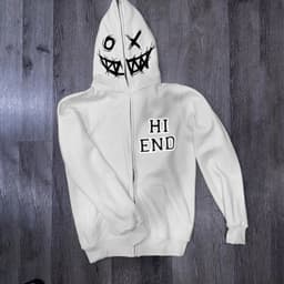 image-Black Polyester Hooded Zip Cardigan