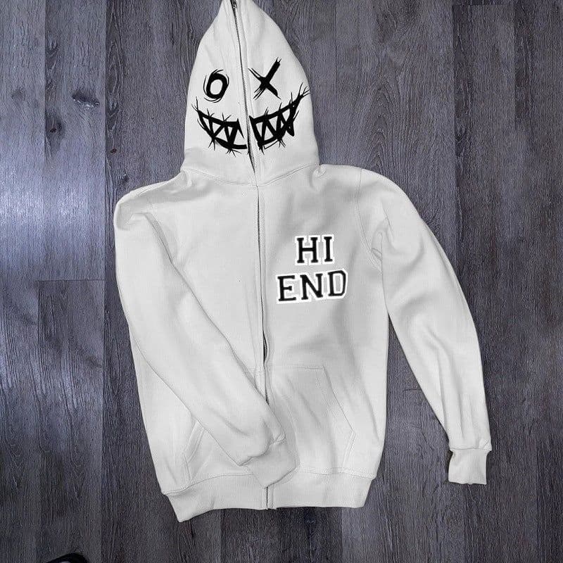 image-Black Polyester Hooded Zip Cardigan