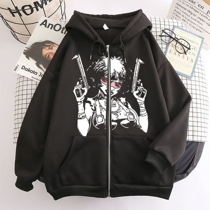 image-Printed Hooded Sweater Women Deep Purple Oversized