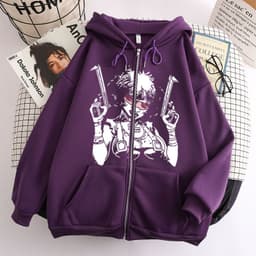 image-Printed Hooded Sweater Women Deep Purple Oversized
