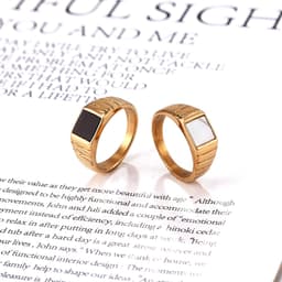 image-Titanium Steel Black & White Shell Ring