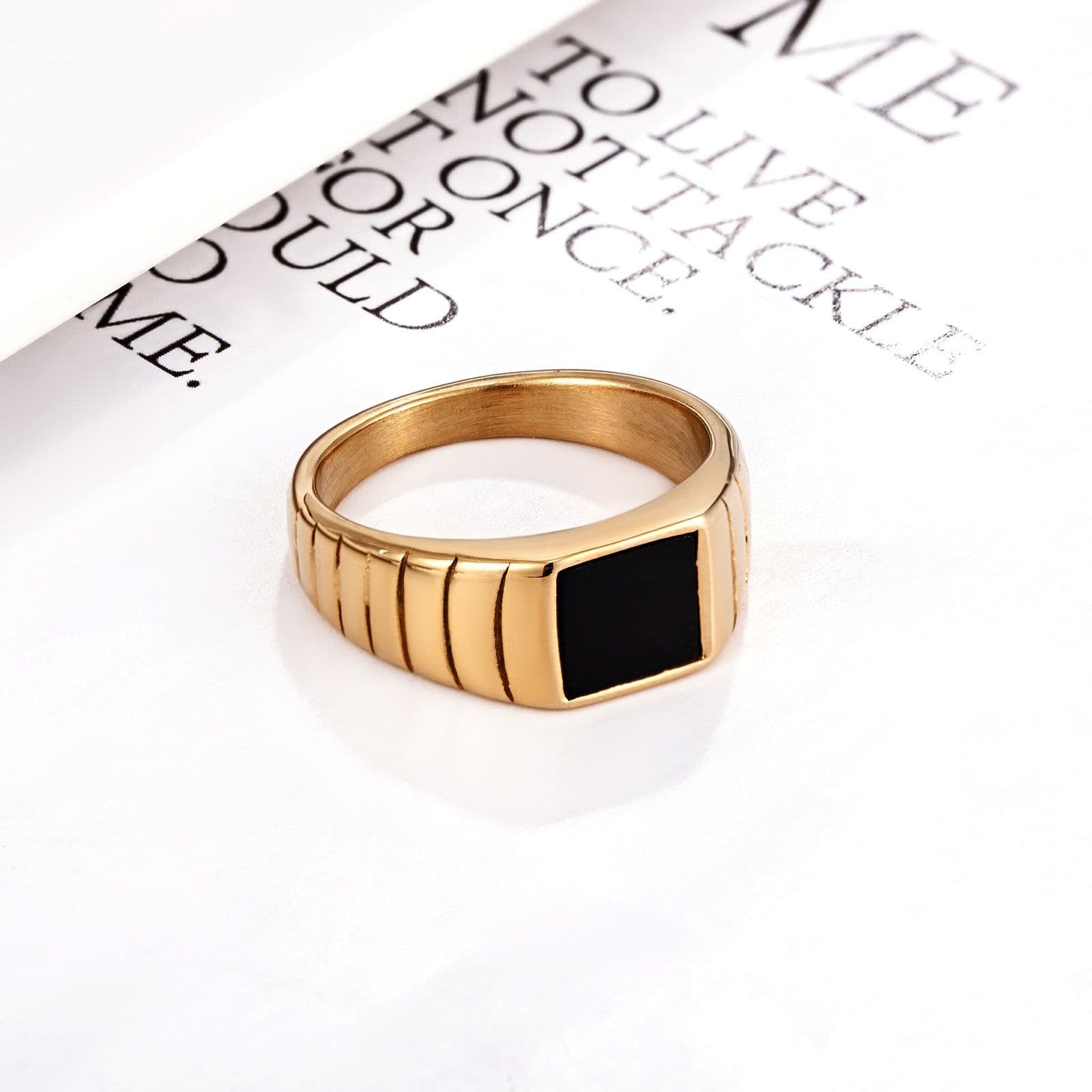 image-Titanium Steel Black & White Shell Ring