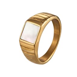 image-Titanium Steel Black & White Shell Ring