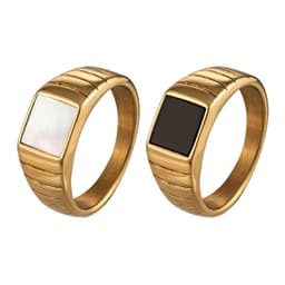image-Titanium Steel Black & White Shell Ring