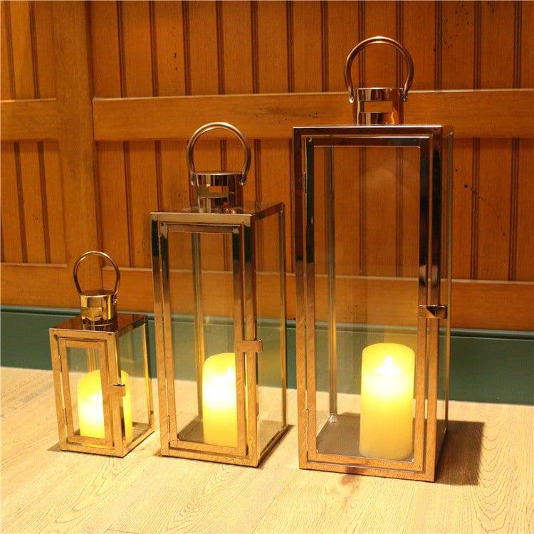 image-Yiduo Crafts Stainless Steel Floor Wind Lamp Candleholder