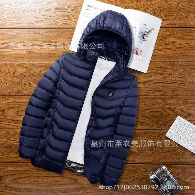 image-Hooded Polyester Cotton Coat USB Heating 8XL Blue