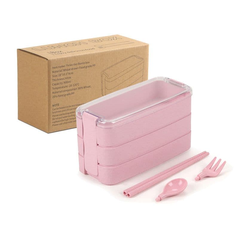 image-Leyu Wheat Straw Lunch Box 3-Layer 800ml