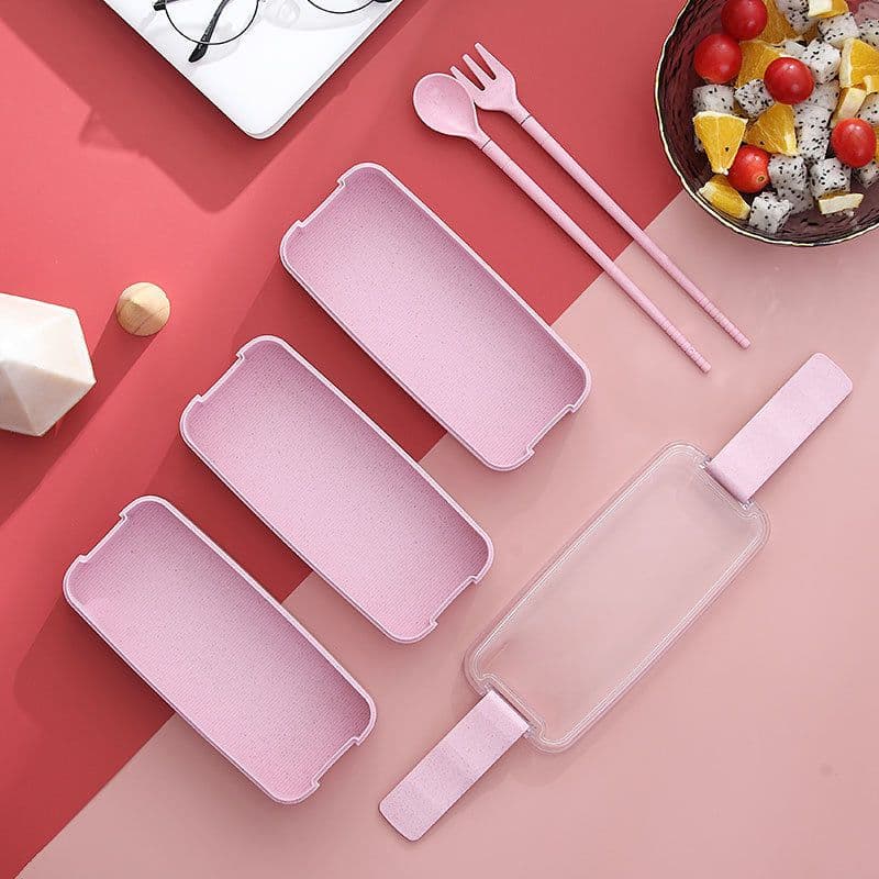 image-Leyu Wheat Straw Lunch Box 3-Layer 800ml