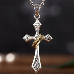 image-925 Silver Cross Pendant Retro Style