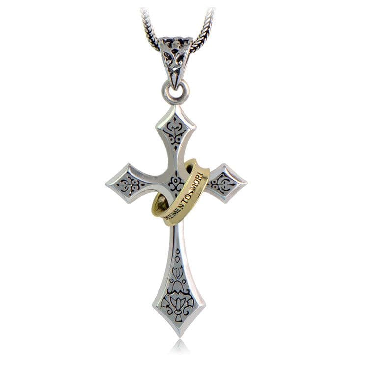 image-925 Silver Cross Pendant Retro Style
