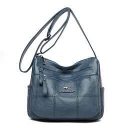 image-Middle-aged and elderly women's bag new fashion shoulder bag retro style soft leather mother bag casual shopping light Messenger bag