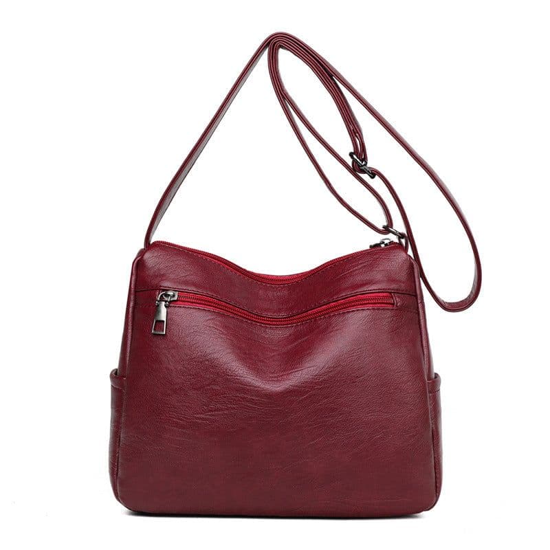 image-Middle-aged and elderly women's bag new fashion shoulder bag retro style soft leather mother bag casual shopping light Messenger bag