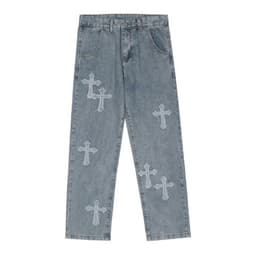 image-Guochao Straight Leg Jeans Men's 3XL Blue