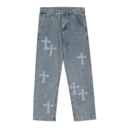 image-Guochao Straight Leg Jeans Men's 3XL Blue