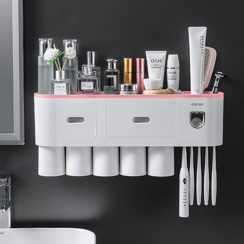 image-Creative Toothbrush Rack Suction Cup Wall Mount Storage